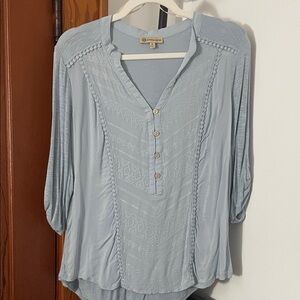 Democracy Light Blue Blouse with Button Front